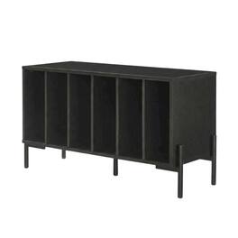 FurniFact - Wooden record player stand with vinyl storage - Black
