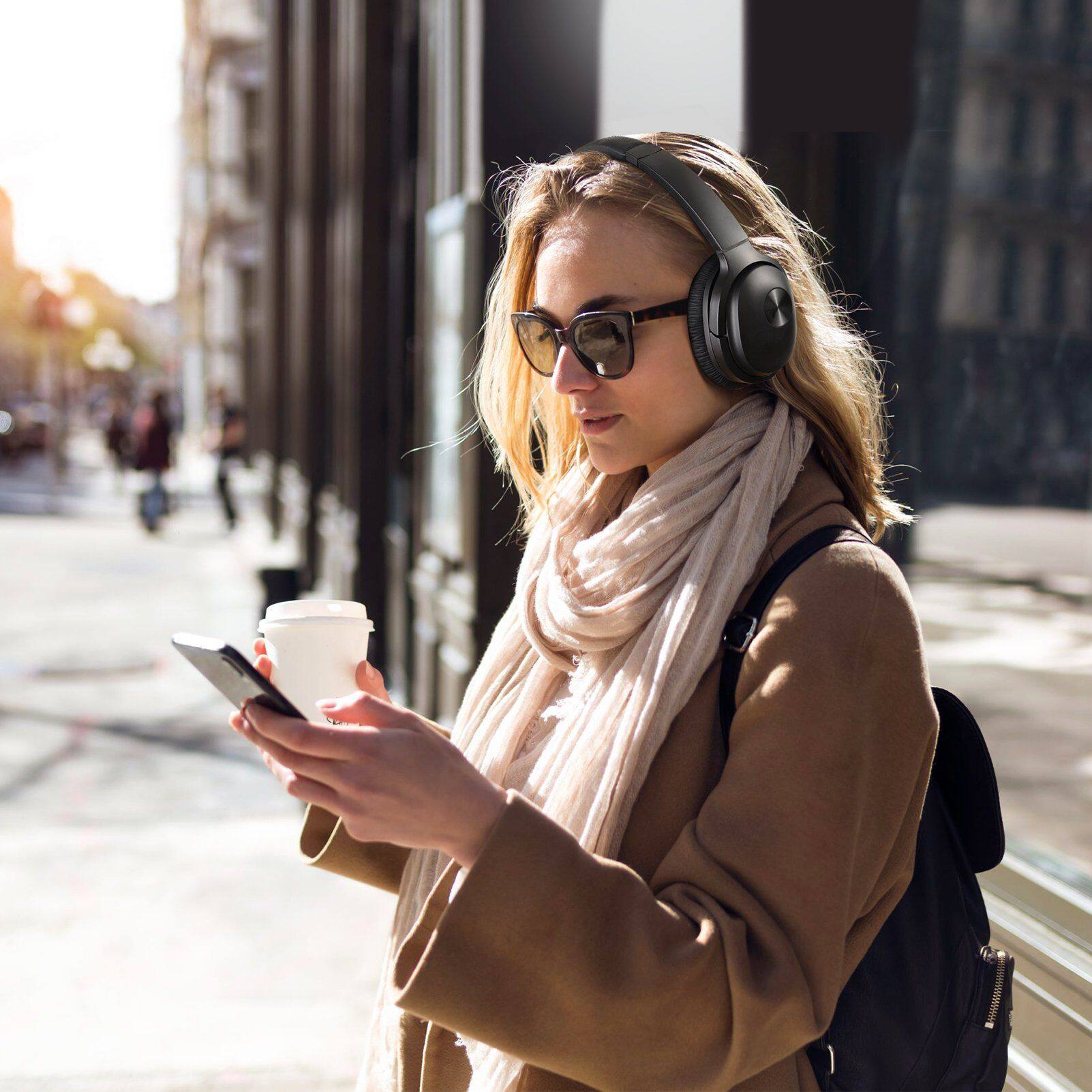 Alt View 5. COWIN - Hybrid Active Noise Cancelling Bluetooth Headphone Over Ear 2 - Black.