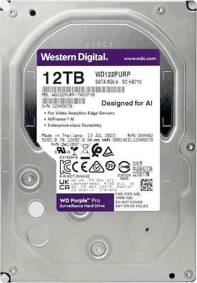 Western Digital WD Purple Pro WD122PURP 12TB 7200 RPM 512MB Cache Western Digital WD Purple Pro WD122PURP 12TB 7200 RPM 512MB Cache