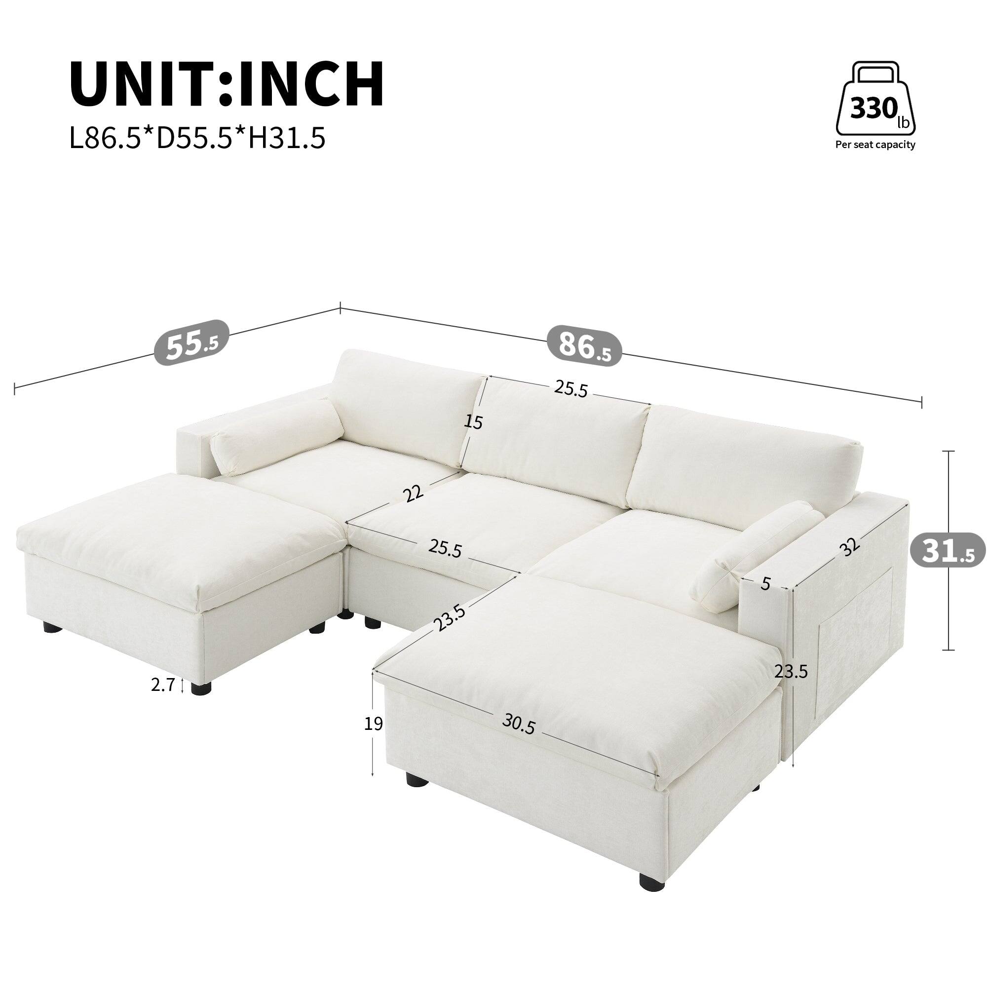 UNIT: INCH  
L86.5 * D55.5 * H31.5  

330 lb Per seat capacity