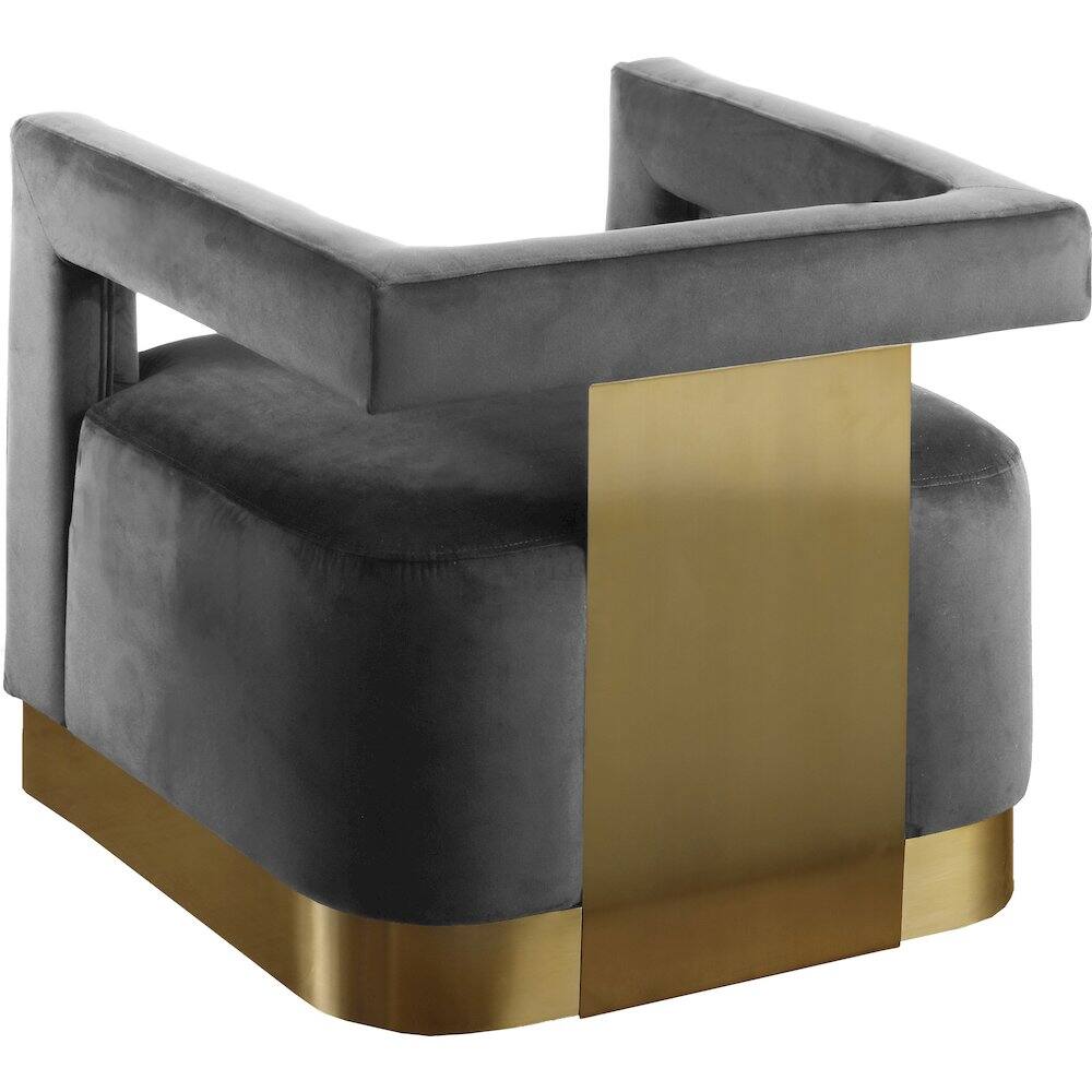 Alt View 1. Meridian Furniture - Armani Grey Velvet Accent Chair - Grey.