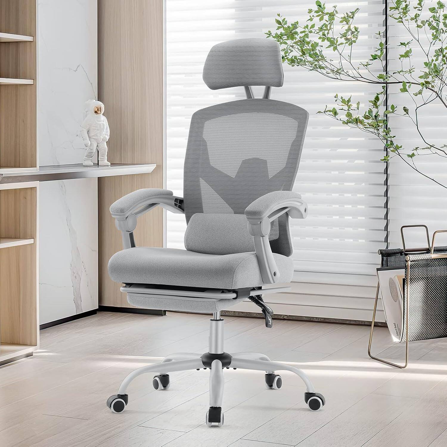 Angle. Sweet - Home Office Desk Chair with Footrest, Headrest, Rolling Swivel Reclining Chairs for Home, Office, Gaming - Gray.