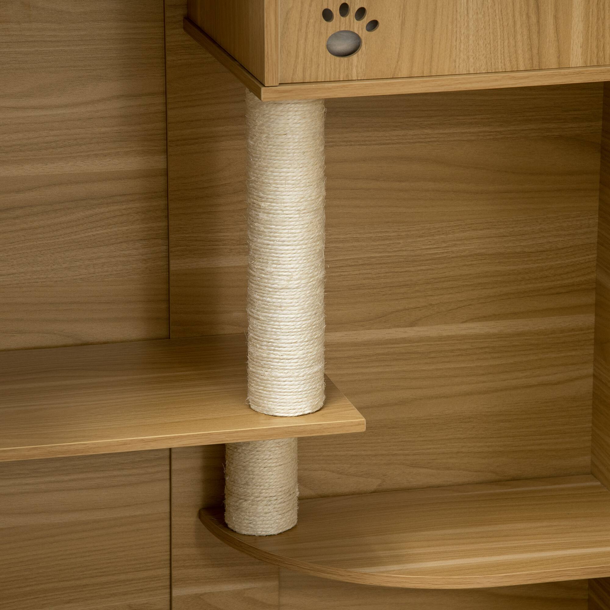 Alt View 5. Pawhut - Luxury Cat House, with Wheels, Kitty Cage Catio Villa, Scratching Posts, Condo, Flap Door, Cushion, 31.5"x20"x48.5".