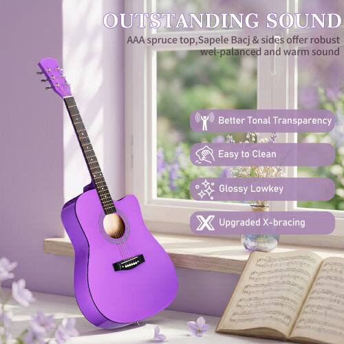 OUTSTANDING SOUND  
AAA spruce top, Sapele Bacj & sides offer robust well-balanced and warm sound  
Better Tonal Transparency  
Easy to Clean  
Glossy Lowkey  
Upgraded X-bracing