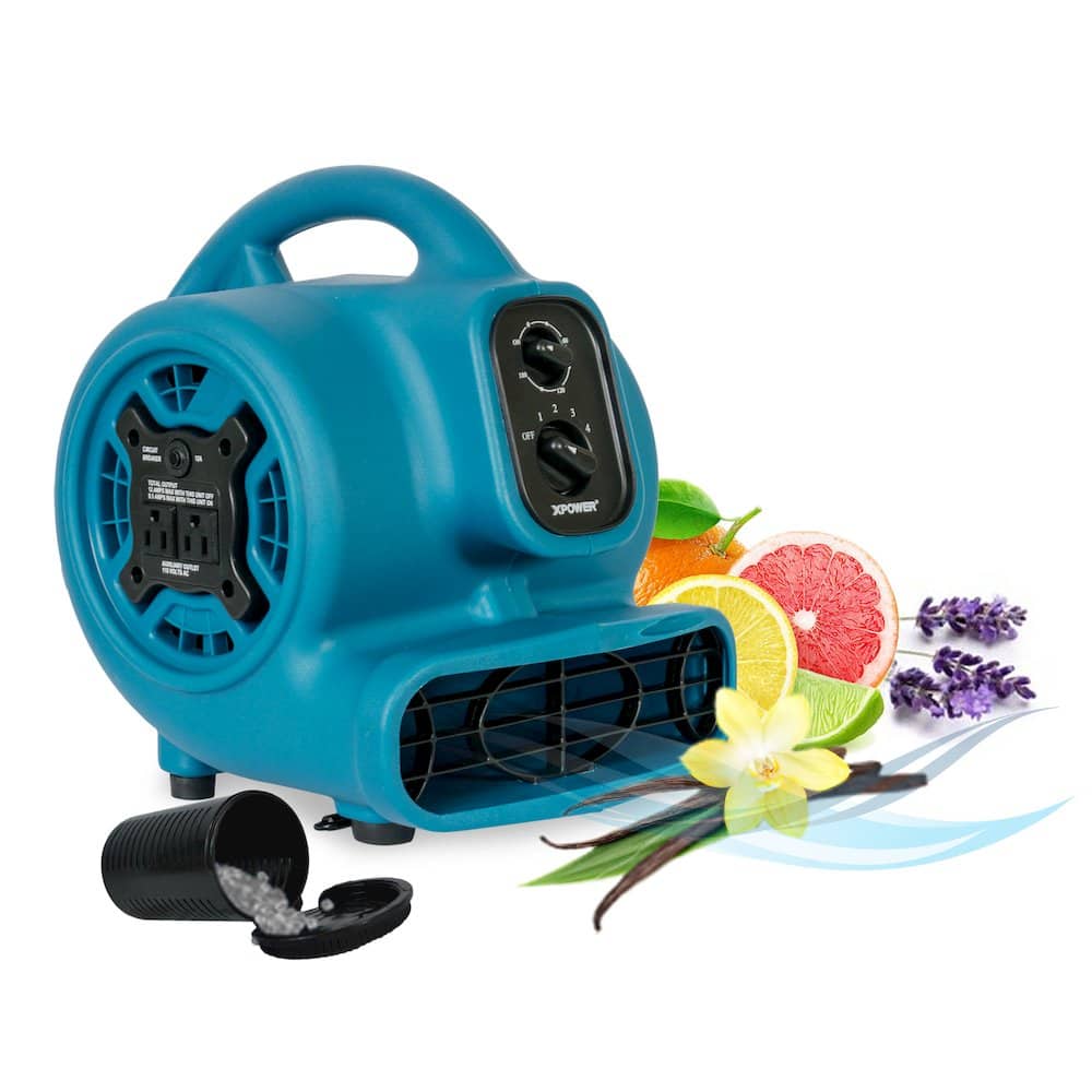 XPOWER - 1/5 HP 800 CFM 4 Speed Scented Mini Mighty Air Mover, Utility Fan, Dryer, Blower - Blue