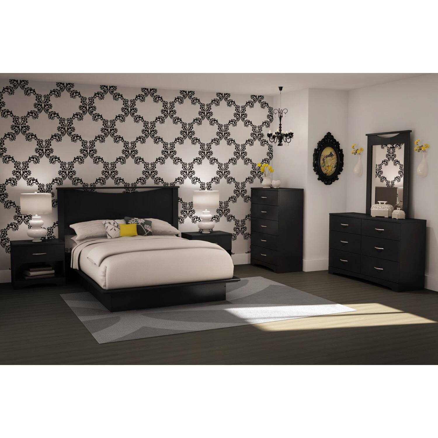 Alt View 1. Hivvago - Hivvago Modern 5-Drawer Bedroom Chest - Black.