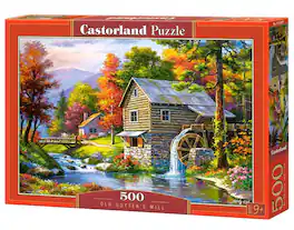 Castorland - 500 Piece Jigsaw Puzzle, Old Sutter’s Mill, Charming Nook, Pond, Countryside, Adult Puzzles, B-52691 - Red