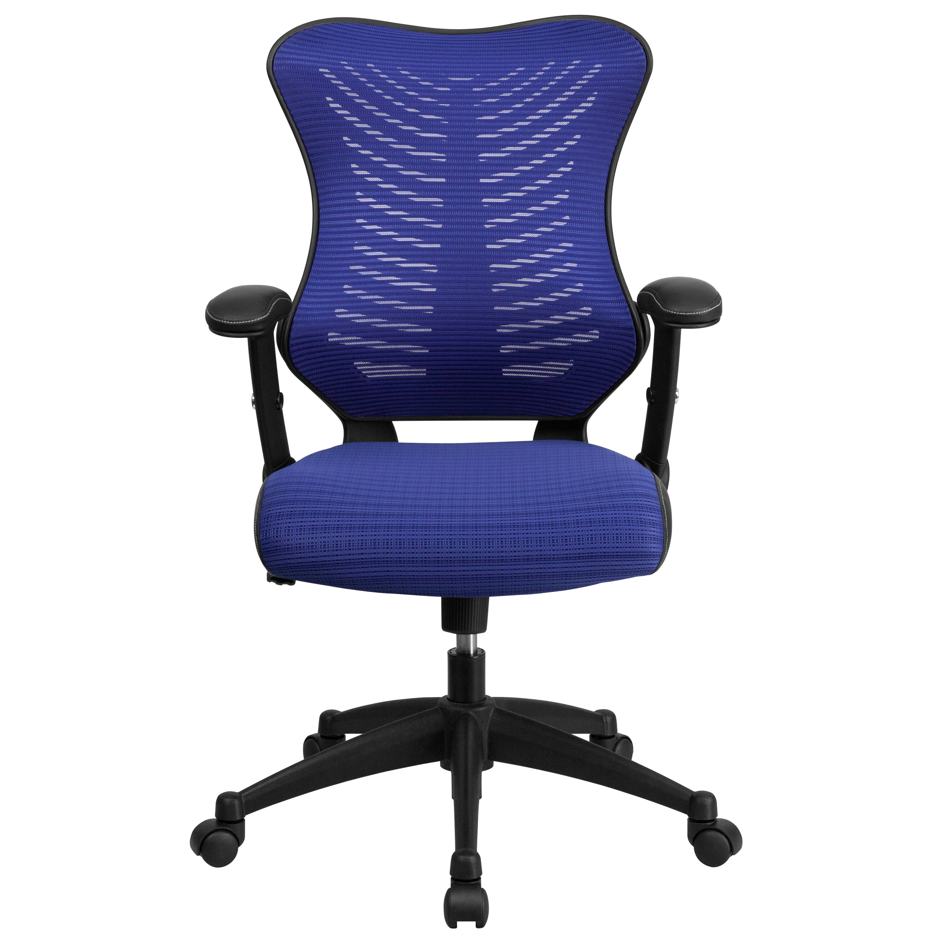 Alt View 7. Emma + Oliver - High Back Designer Mesh Executive Ergonomic Office Chair w/ Adjustable Arms - Blue Mesh.