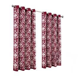 Olivia Gray - 100% Polyester 190 GSM Cressida Reversible Blackout Grommet Curtain Panel 54" x 84" - Burgundy