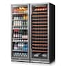 Ca'Lefort - 373 Cans +166 Bottle Wine and Beverage Cooler Refrigerator,With Double-Layer Glass Door for Home &Bar - Stainless Steel