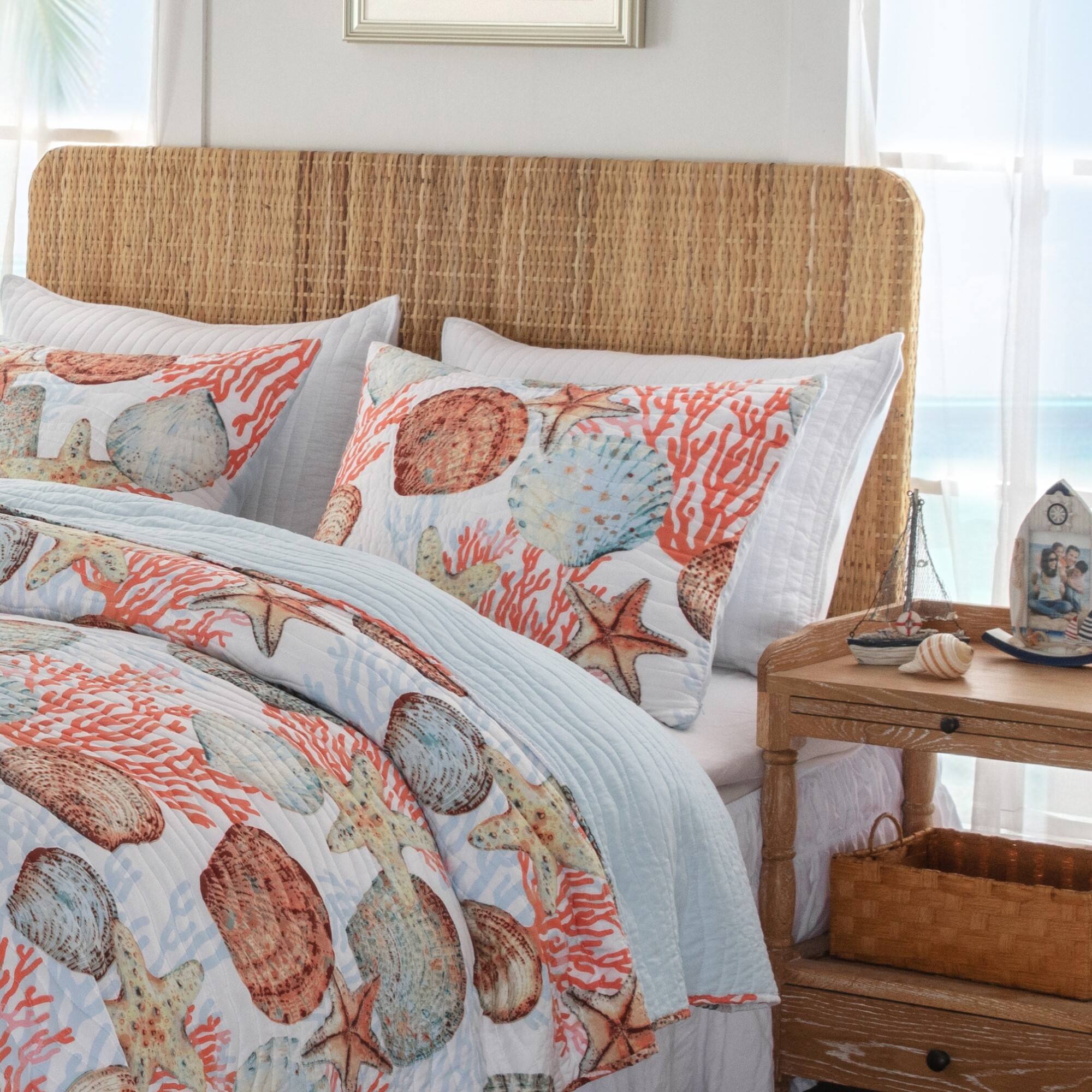 Angle. BreeBe - Beach Days Sham Standard - Coral.