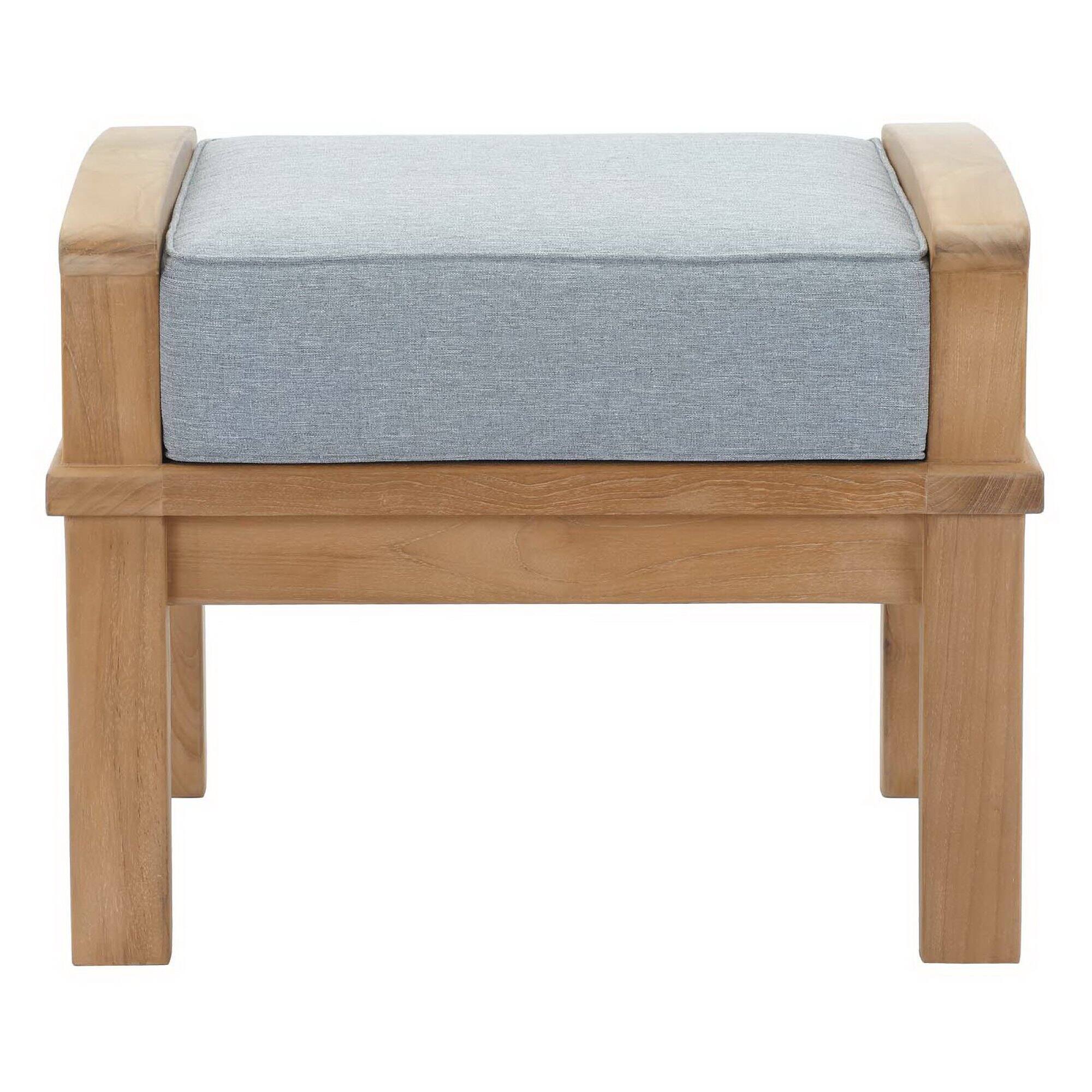Alt View 2. Modway - Marina Outdoor Patio Teak Ottoman by Modway - Natural Gray.
