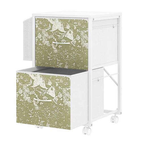 Alt View 3. Winado - Mobile Wood 2-Drawer Rolling Organizer File Cabinet with with 2 Fabric Drawers, Side Bag Under-Desk Storage for Office - White.