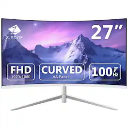 Z-Edge - 27" 1080P Full HD 1920 x 1080 100Hz Curved Monitor, HDMI + VGA, Eye Care Technology - White