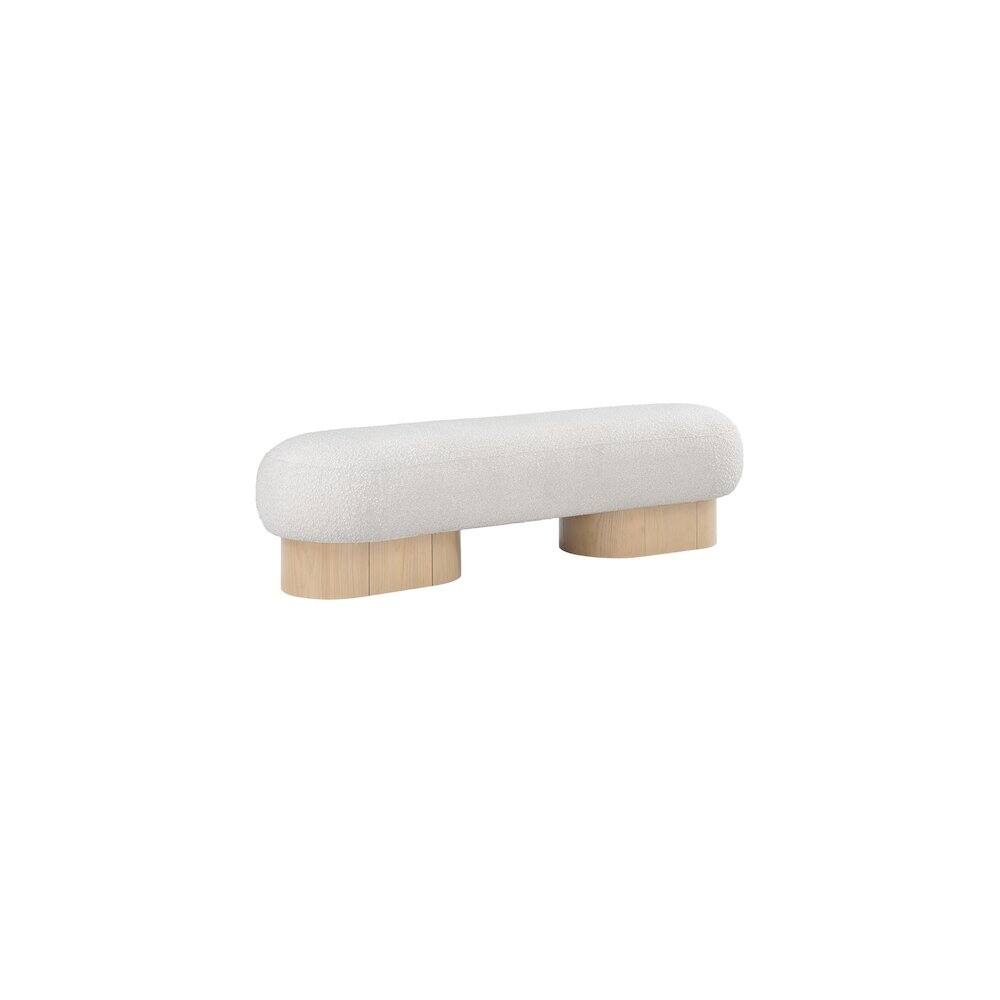 Alt View 2. Meridian Furniture - Robertson Cream Boucle Fabric Bench - Beige.