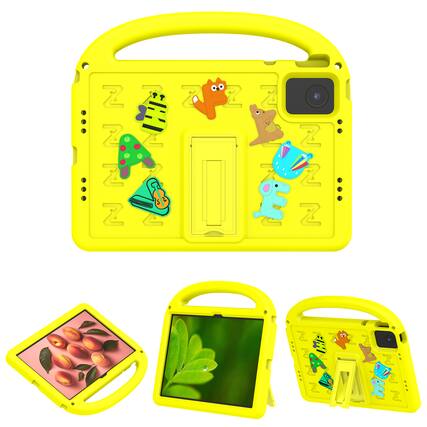 Front. Dteck - Kids Shock-absorbent TPU Tablet Case for Lenovo Tab M11 2024 11" with Shoulder Strap & Pen Holder Back Cover - Yellow.