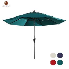 Mondawe - 10ft Patio Market Umbrella 3 Tier Double Airvent Outdoor Umbrella - Turquoise