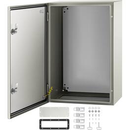 VEVOR - NEMA Steel Enclosure, 24 x 16 x 10 in, NEMA 4X Steel Electrical Box, IP66 Waterproof & Dustproof - Gray White