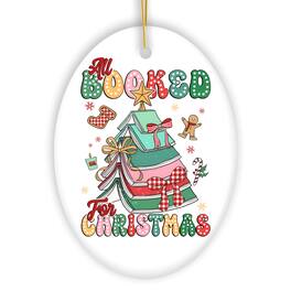 OrnamentallyYou - All Booked for Christmas Ornament Playful Holiday Decor and Gift for Book Lovers - Multi-colored