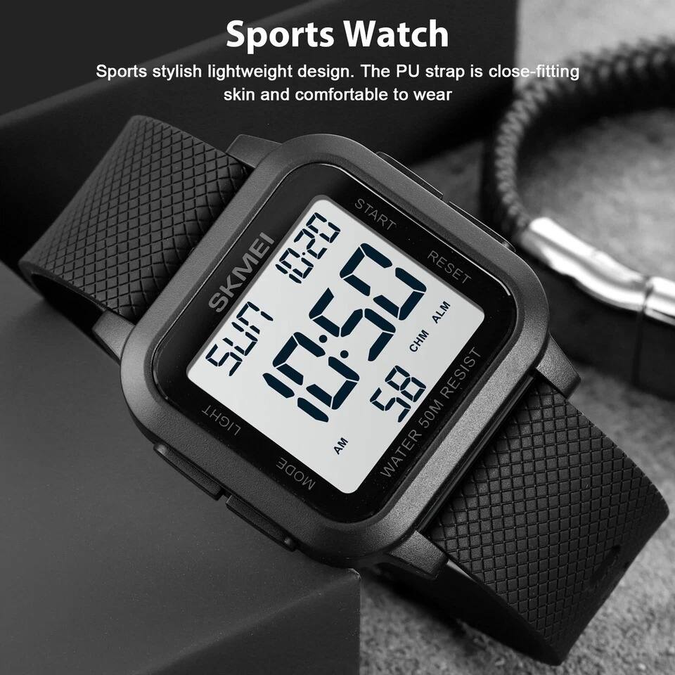 Sports Watch

Sports stylish lightweight design. The PU strap is close-fitting skin and comfortable to wear.

START RESET ALM LIGHT SUR 10:50 58 CHM 50M RESIST AM WATER MODE