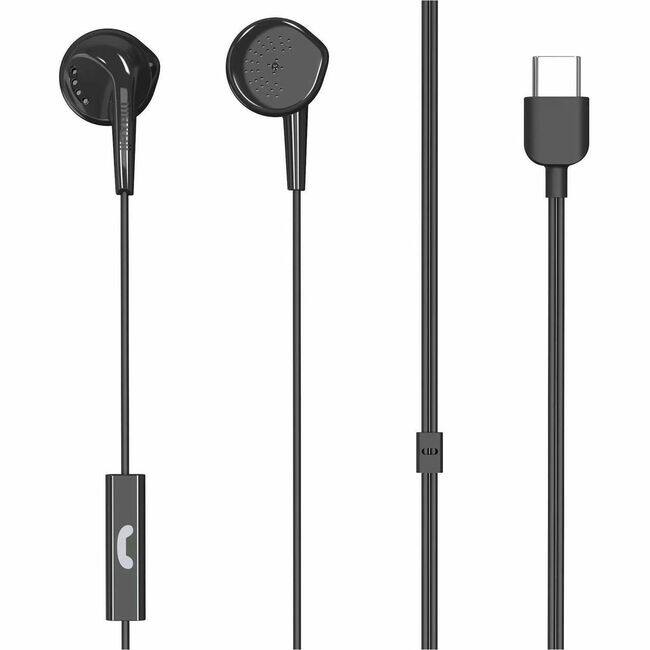 Front. Maxell - Maxell EB-96 Earbuds - Stereo - USB Type C - Wired - Earbud - Binaural - In-ear - Black - Black.