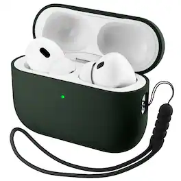 Ornarto - Compatible with AirPods Pro 3 Case 2025, Full Protective Silicone with Front LED Visible Skin Case - Mystic Green
