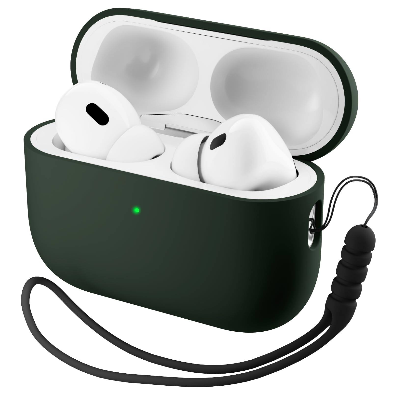 Front. Ornarto - ORNARTO Compatible with AirPods Pro 3 Case 2025, Full Protective Silicone with Front LED Visible Skin Case-Mystic Green - Mystic Green.