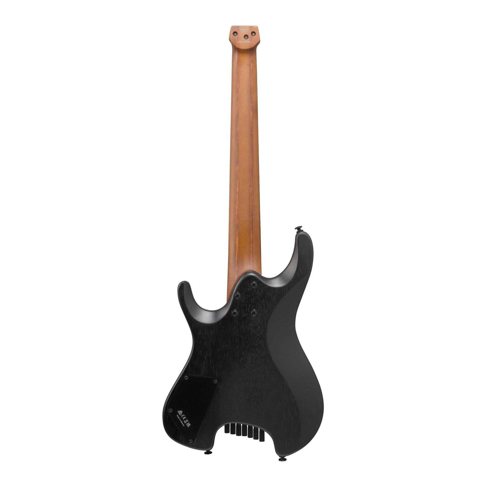 Angle. Ibanez - Ibanez QX527BWK Q Standard 7str Electric Guitar w/ Bag - Weathered Black.