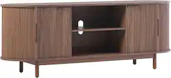 Walker Edison - Modern Reeded 60” TV Stand with Open and Concealed Storage - Mocha - Front_Zoom