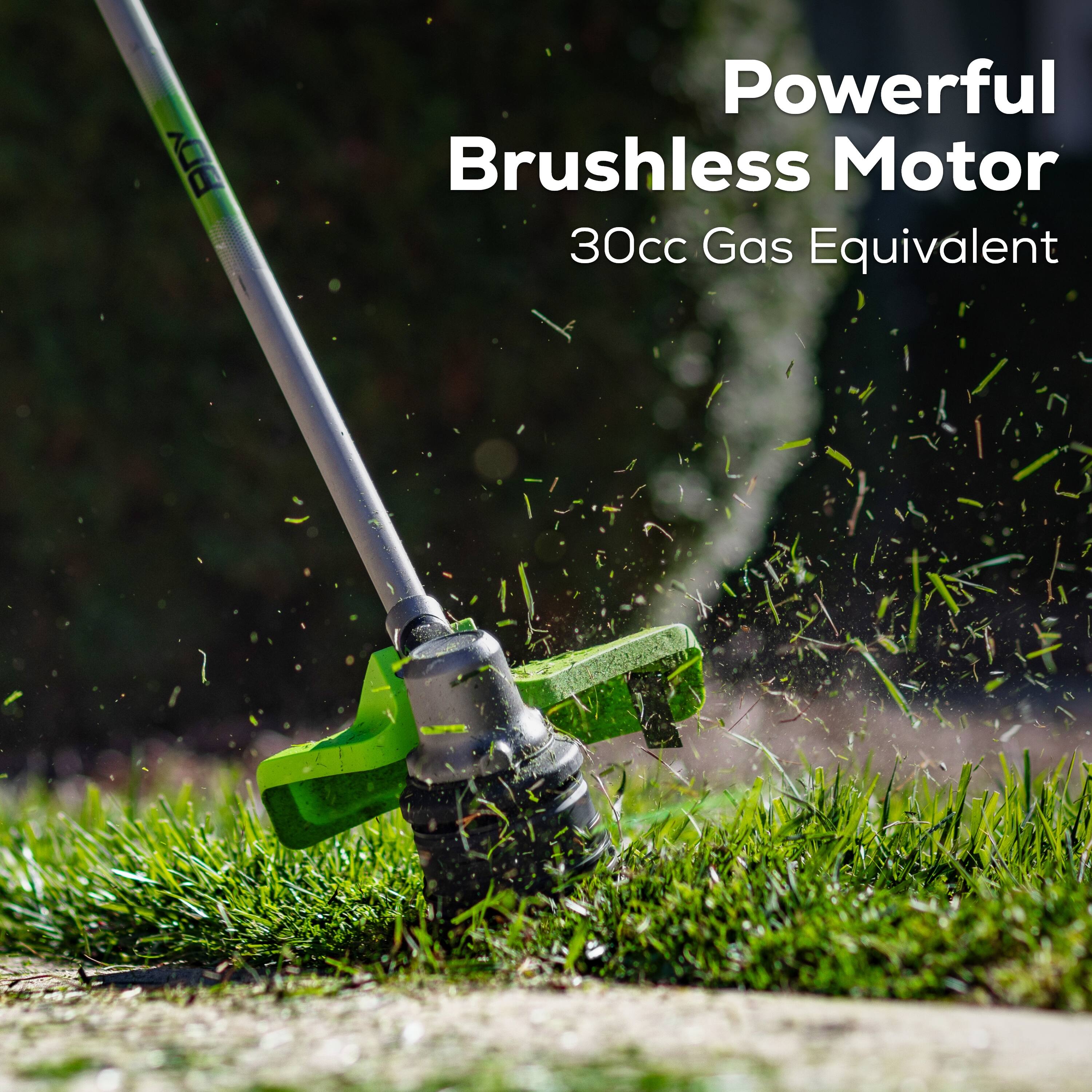 The text on the image reads "Powerful Brushless Motor 30cc Gas Equivalent."