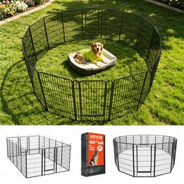 VEVOR - Dog Playpen 40 Inch 16 Panels Foldable Metal Exercise Pen Pet Fence, Indoor/Outdoor Heavy Duty Puppy Crate Kennel - Black