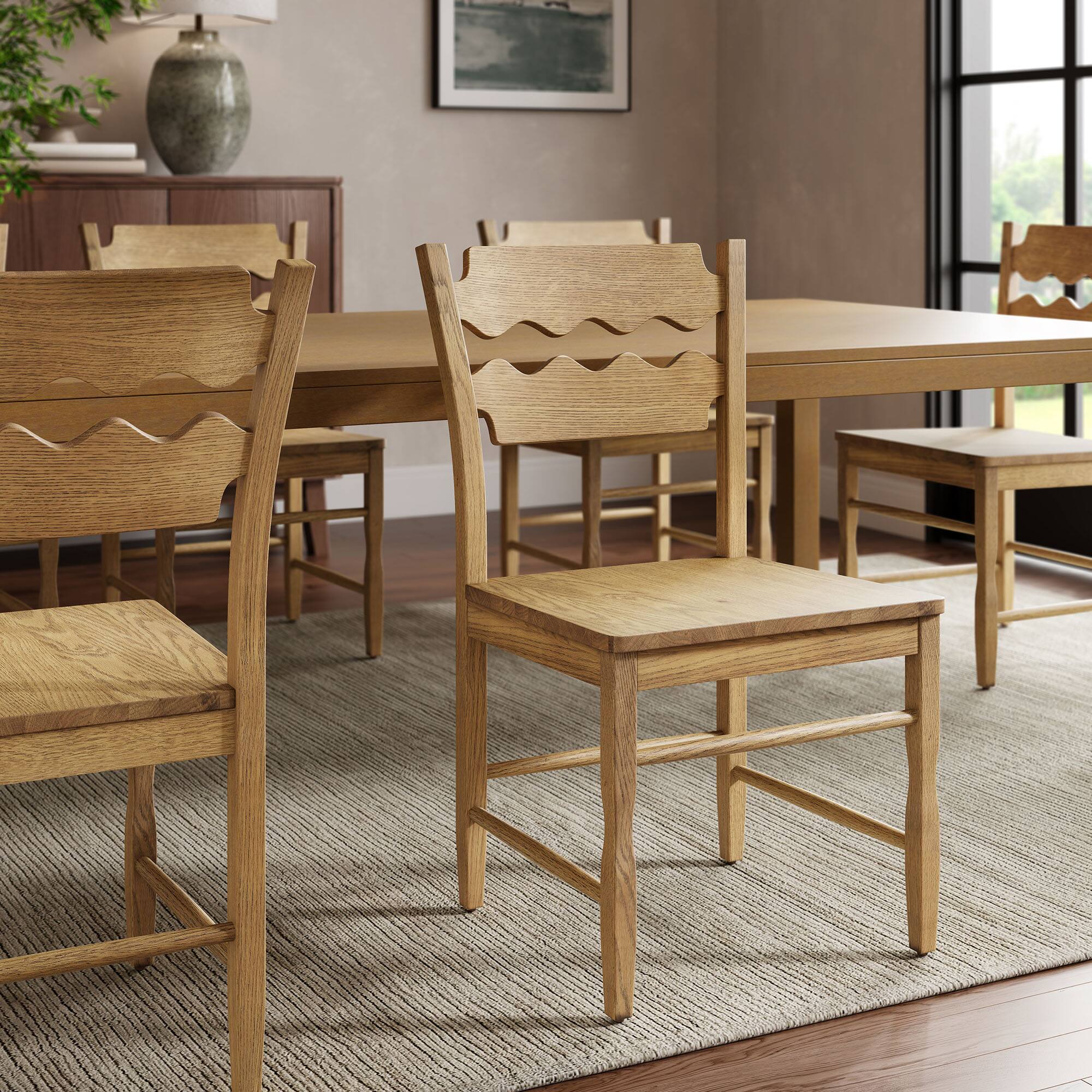 Front. Modway - Jax Oak Wood Dining Chair With Wavy Razor Back by Modway - Weathered Oak.