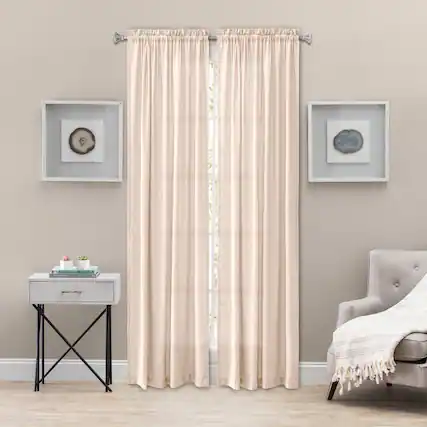 Front. Ellis Curtain - Ellis Curtain Portland Crushed Taffeta Rod Pocket Tailored Panel - 48x84" Natural - Natural.