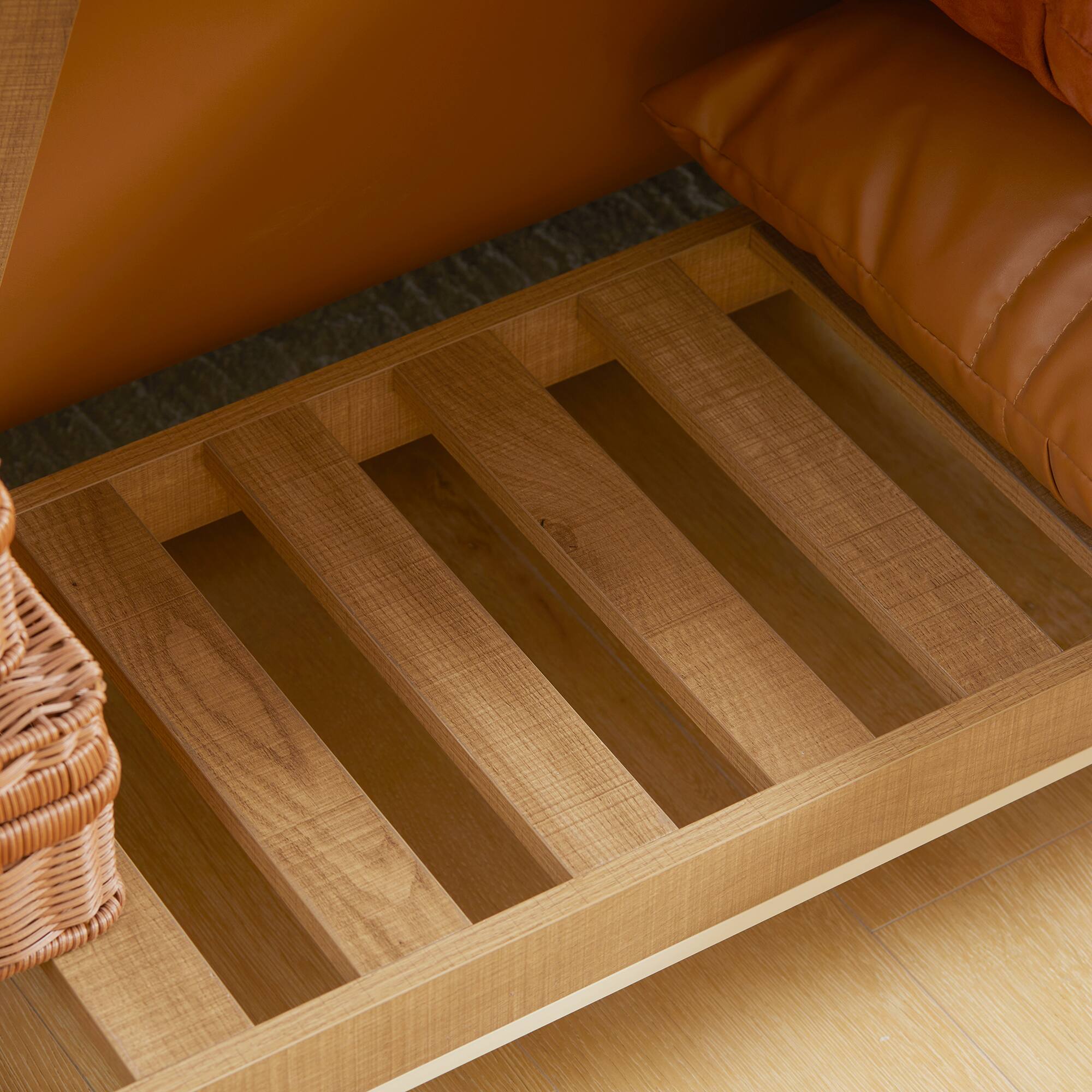 Alt View 7. Homcom - Console Table, Farmhouse Entryway Table with Storage Slatted Shelf, Rustic Sofa Table with Anti-Tipper for Living Room - Brown.