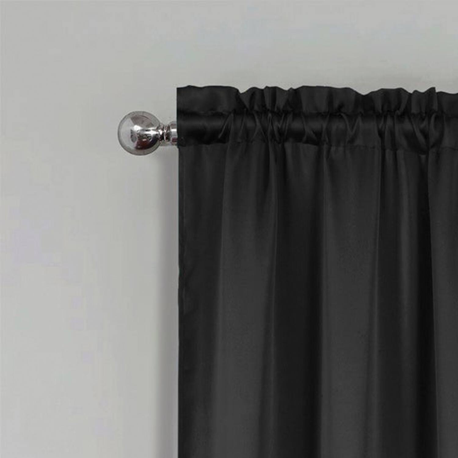 Left. RT Designers Collection - RT Designers Collection 100% Polyester Twilight Blackout Rod Pocket Curtain Panel 54" x 84" Black - Black.