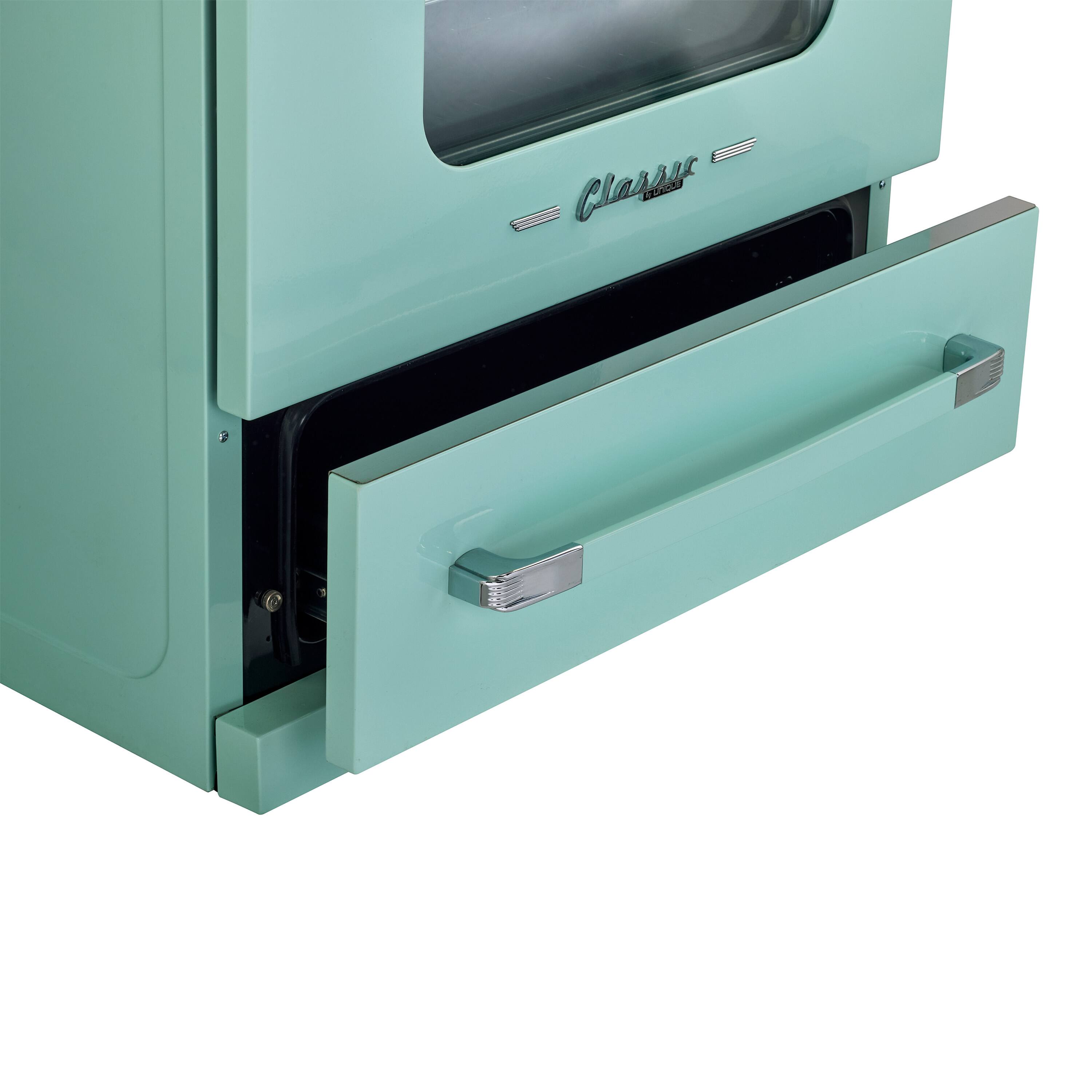 Alt View 2. Unique Appliances - 30 in. Wide 5 Elements Classic Retro 3.9 Cu. Ft. Freestanding Induction Range with Air Fry - Ocean Mist Turquoise.