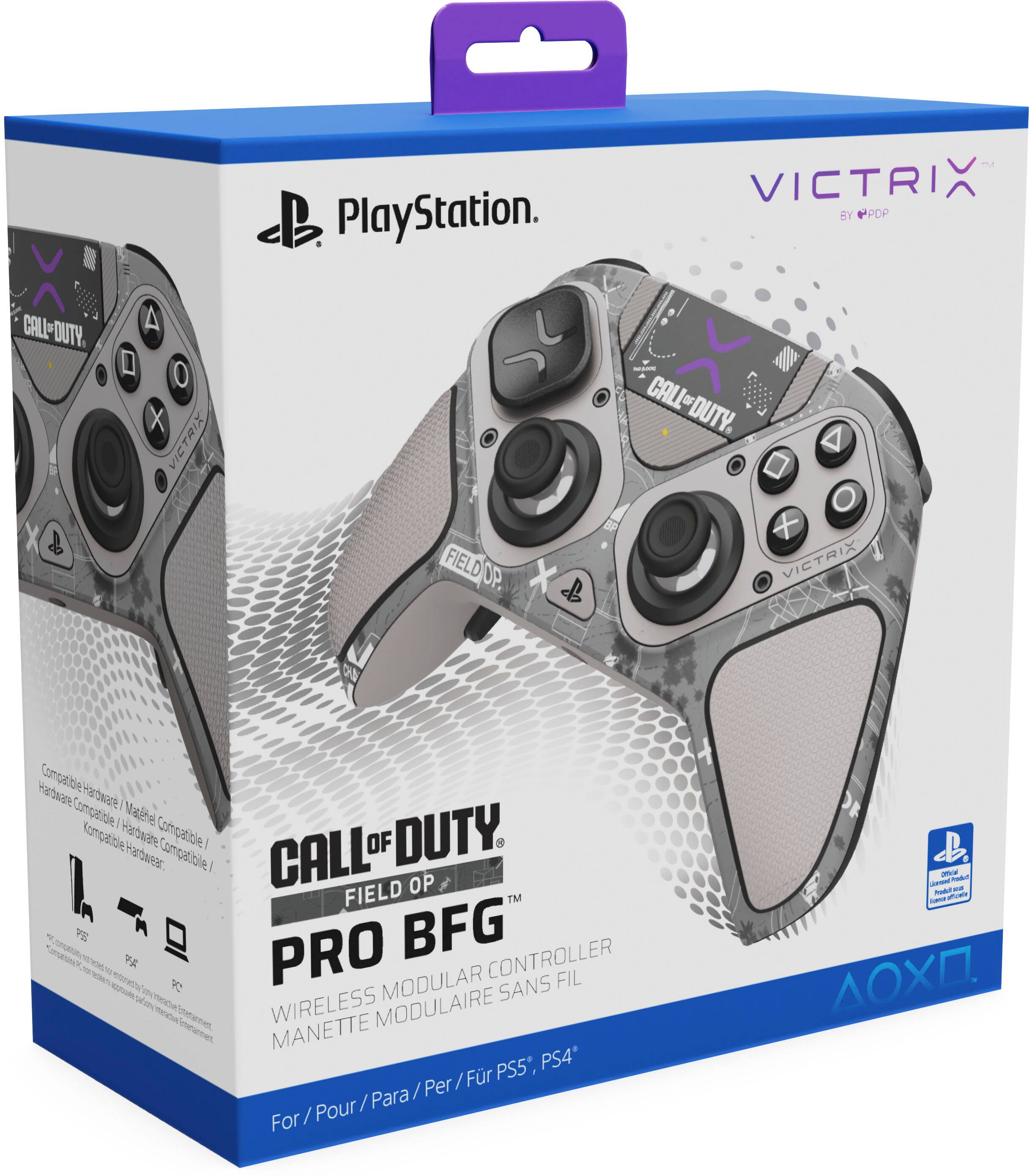 PlayStation. Call-Duty. VICTRIX Field Up & M CALL-DUTY. Compatible Hardware: Compatible I OF DUTY. Hardware: Compatible I CALL FIELD OPS PRO BFG CONTROLLER - RC MODULAR SANS FIL a 400 da mce WIRELESS MODULAIRE m CMAL a MANETTE PS5, PS4* Per / Fr For / Pour/Para/Per/Fr PS5', Pour / Para / -c - mudt - - aa.