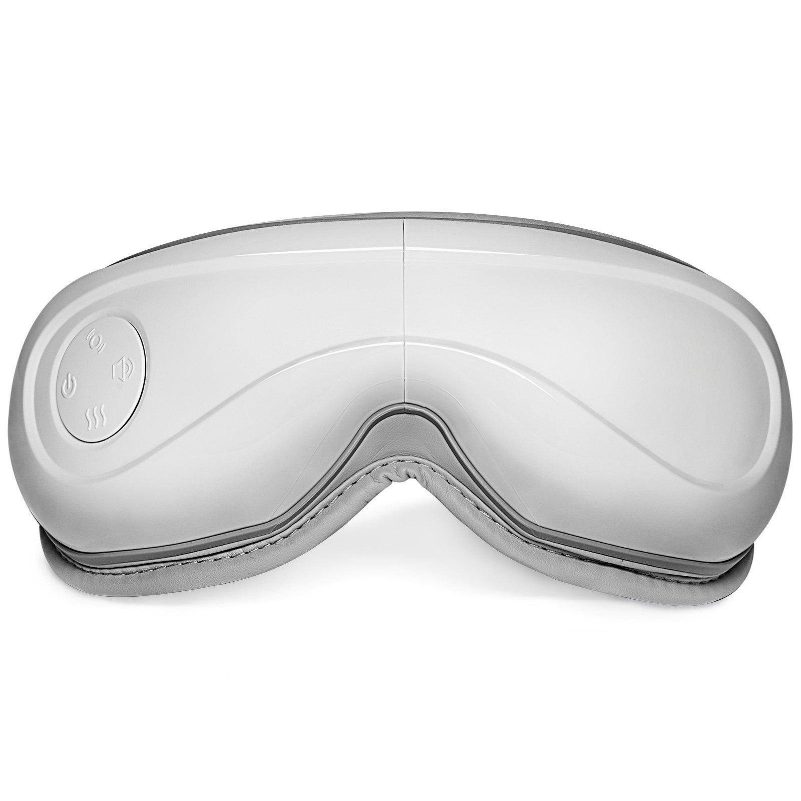 Alt View 10. Glintex - Eye Massager with Heat Remote Control 5 Modes Bluetooth Music Foldable Eye Care for Strain and Dark Circles - White.