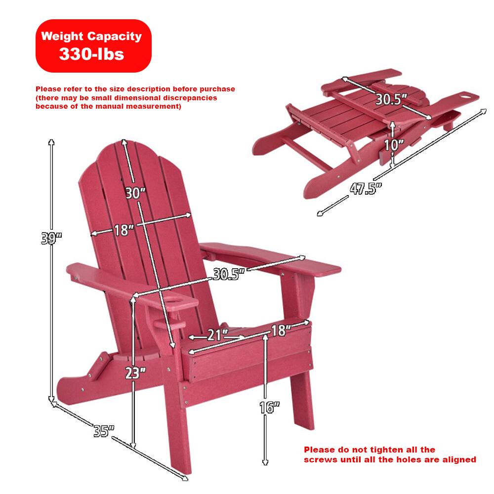 Left. Hivvago - Folding All-Weather Patio Chair with Integrated Cup Holder - Red.