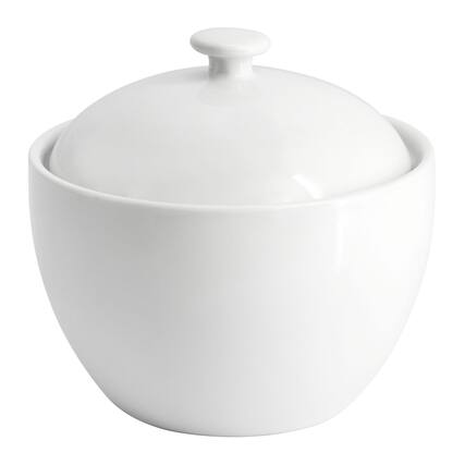 Front. Gibson - Our Table Simply White 13 Ounce Porcelain Sugar Bowl in White - White.