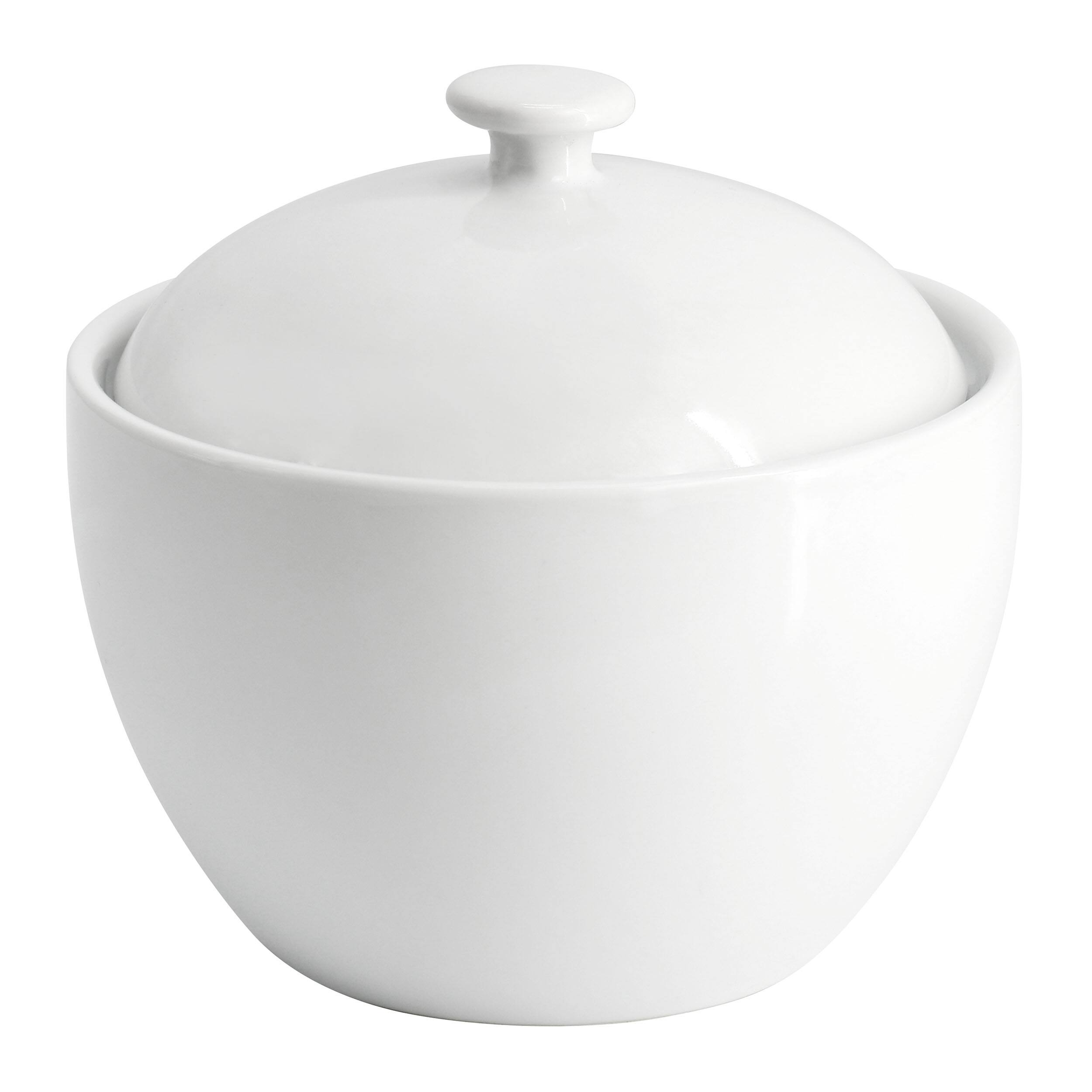 Front. Gibson - Our Table Simply White 13 Ounce Porcelain Sugar Bowl in White - White.