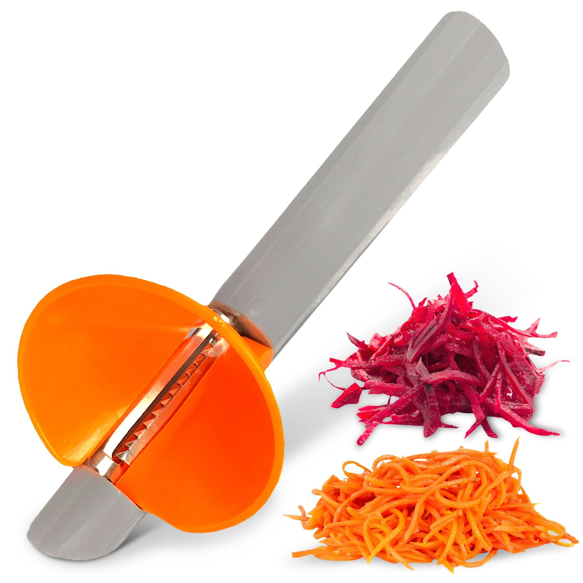 Alt View 4. Cheer Collection - Handheld Vegetable Spiralizer, Stainless Steel Rotary Vegetable Peeler with Non Slip Handle, Veggie Cutter Julienne - Gray.