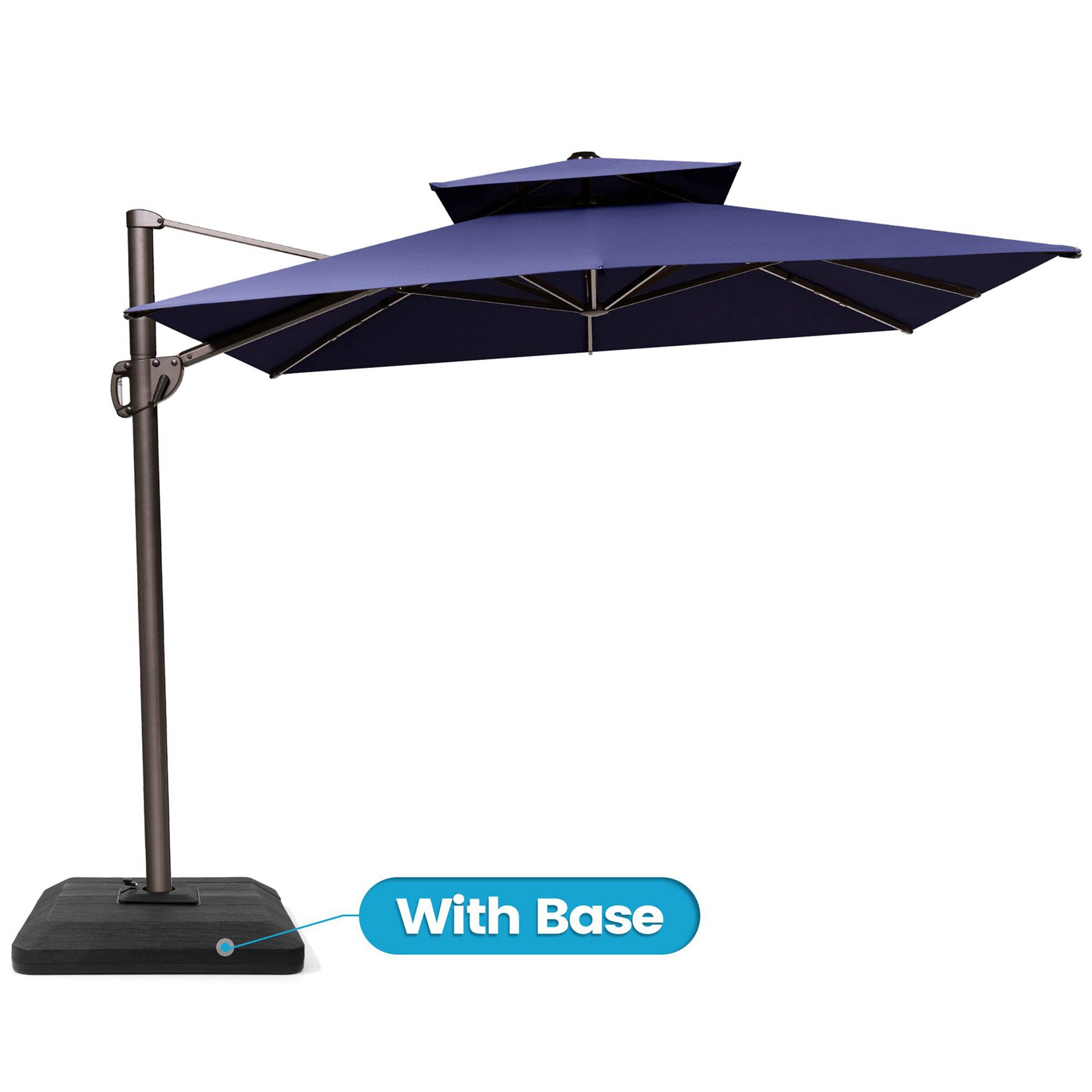 Crestlive Products - 9x11ft Aluminum Double Top Crank Cantilever Patio Umbrella with Base - Navy blue price history on PriceWatchPro