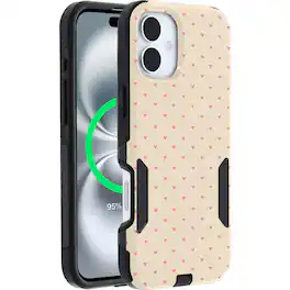 OtterBox - Artist Edition MagSafe Commuter Series Case for iPhone 16 Plus - Sandstone Pink Hearts