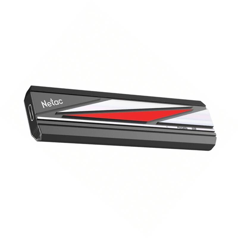 Front. Netac - ZX20L 1TB Portable NVMe SSD, USB 3.2 Gen 2x2 Type-C External Solid State Drive, Up to 2000MB/s Read Speed - Black.