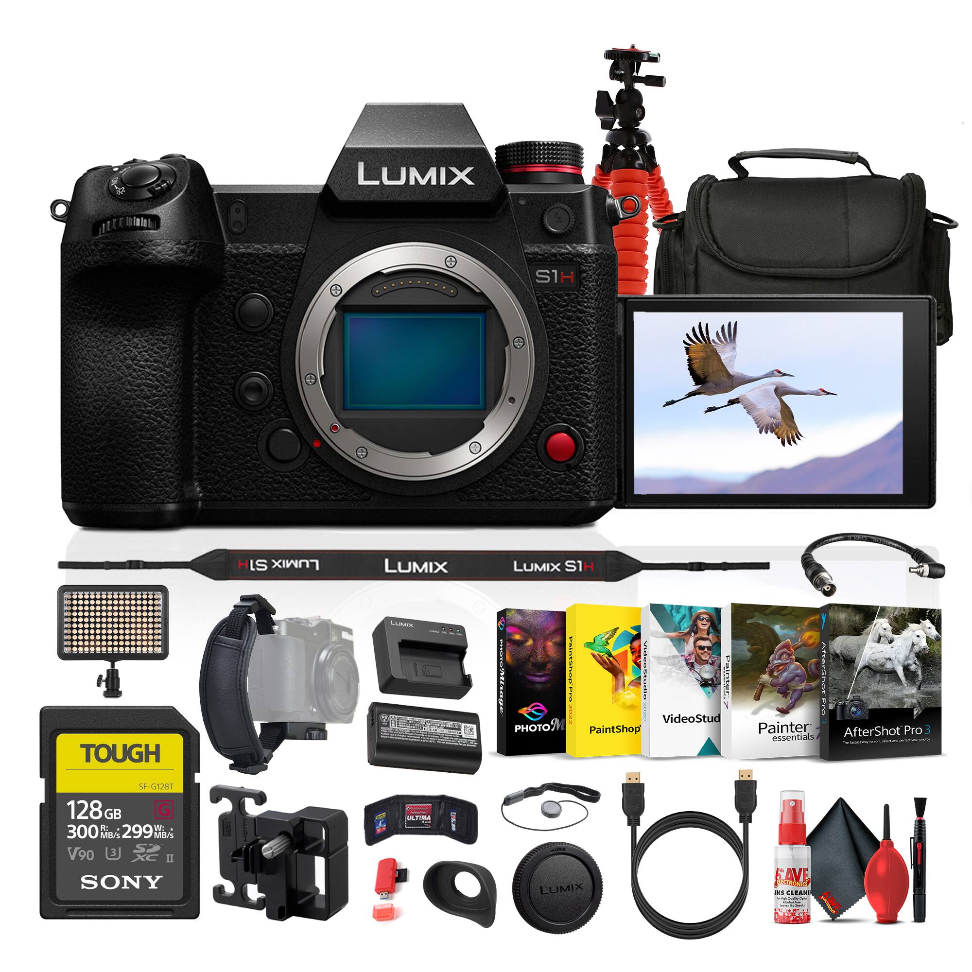 Panasonic - Lumix S1H Full Frame Digital Mirrorless Video Camera + 128GB Memory Card + More
