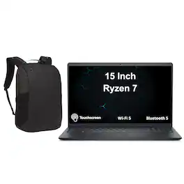 Dell - 15 LDC15255 Laptop 15.6 FHD Display (Ryzen 7 7730U, 64GB, 2TB SSD, AMD Radeon, WiFi 5, Win 11 Pro) w/17in Backpack - Carbon Black