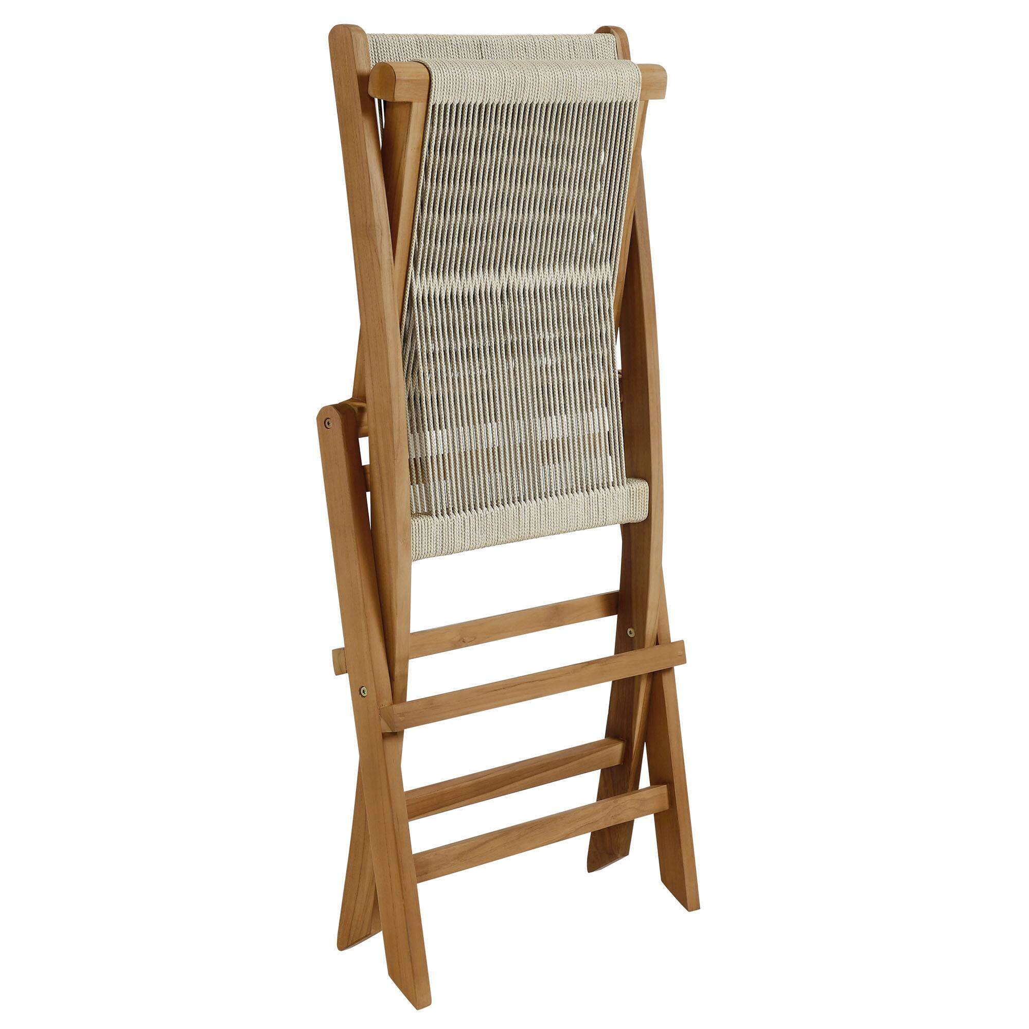 Alt View 7. Modway - Vienna Outdoor Patio Teak and Rope Folding Chairs Set of 4 by Modway - Natural Natural.