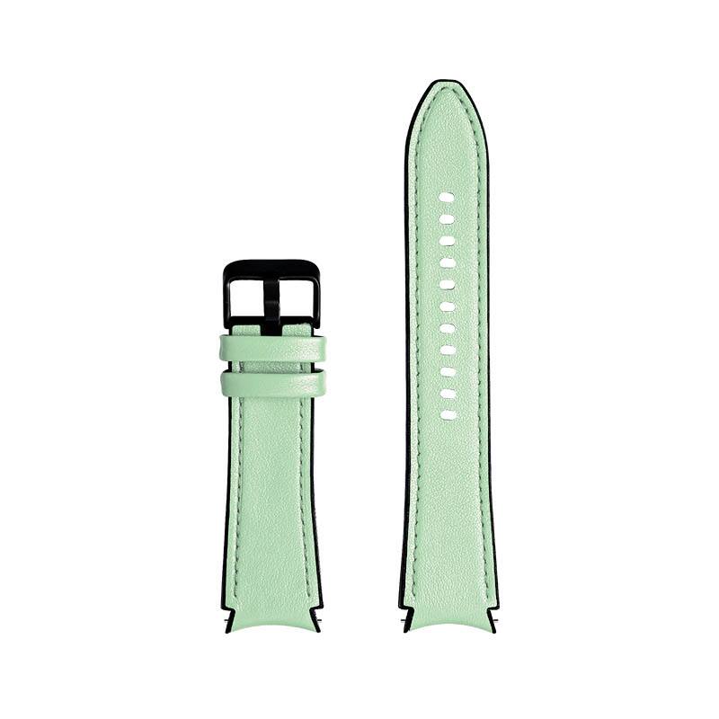 Left. StrapsCo - Hybrid Strap Leather and Rubber Watch Band For Samsung Galaxy Watch 7 (Medium-Long) - Mint Green.