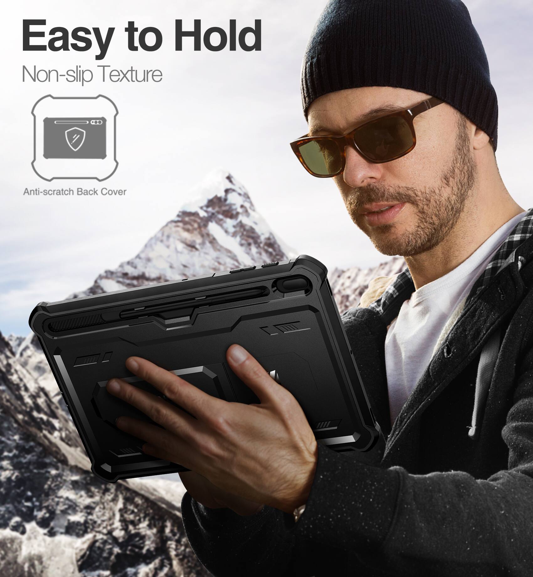 Easy to Hold  
Non-slip Texture  
Anti-scratch Back Cover